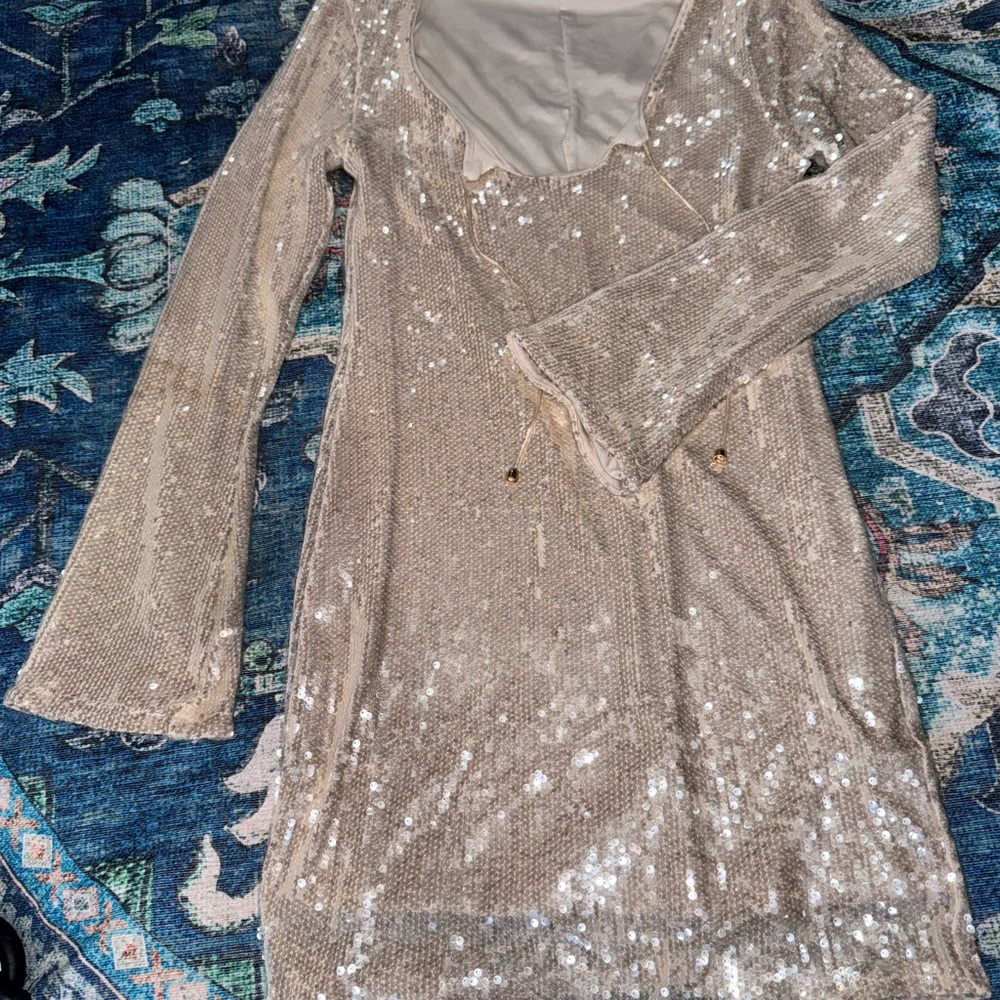 Wild Fable Cream Sequin Dress